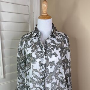 Zara Paisley Blouse Cream, Green & Gold